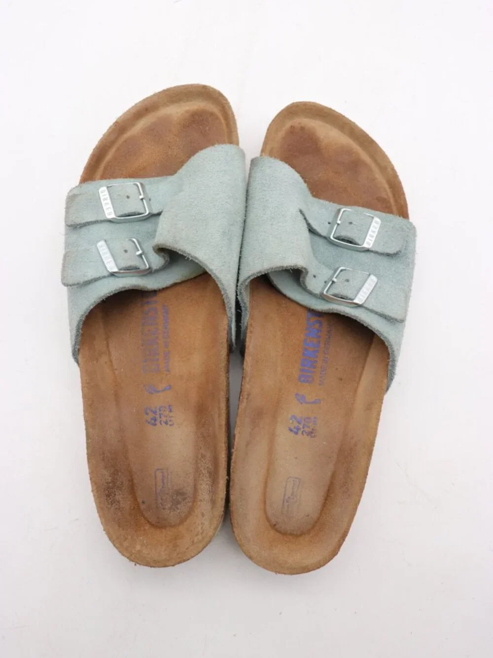 Birkenstock Vaduz Blue Suede Sandals Women's EU 42 US 11 Soft Footbed